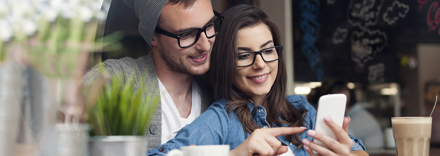 Young couple on mobile phone