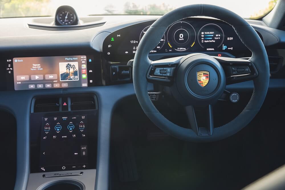 Porsche Taycan 4S EV interior view.