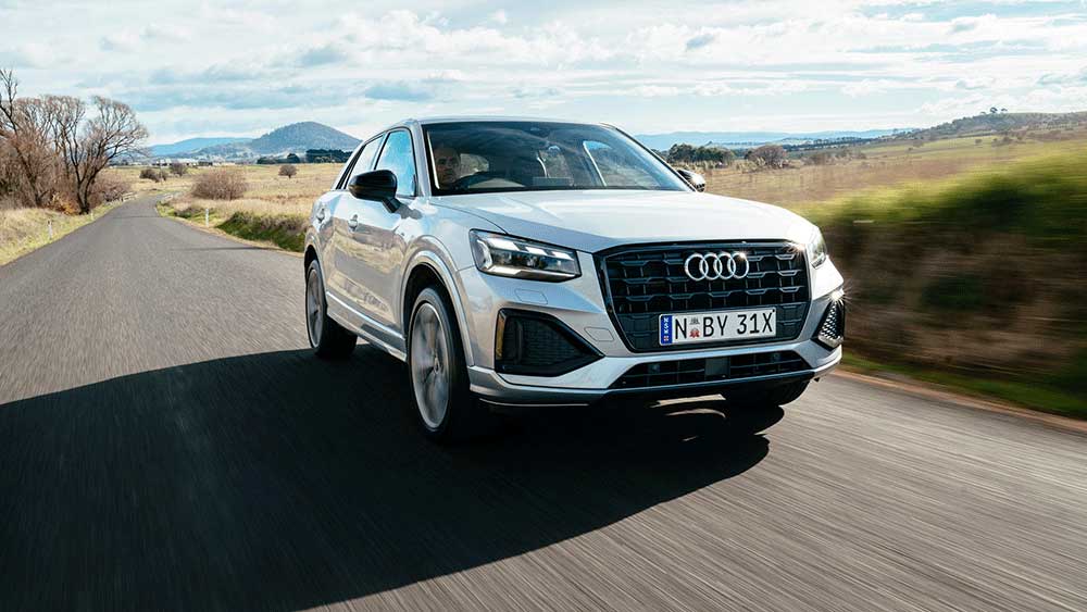 Audi Q2 35TFSI on the road.