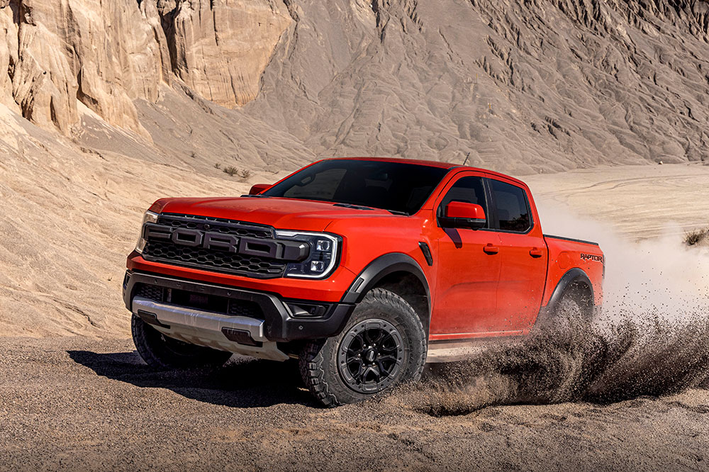 Ford Ranger Raptor going off-road.