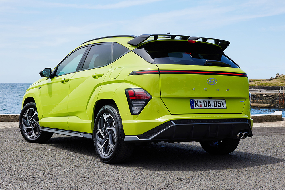 Kona Premium N Line hybrid rear view.