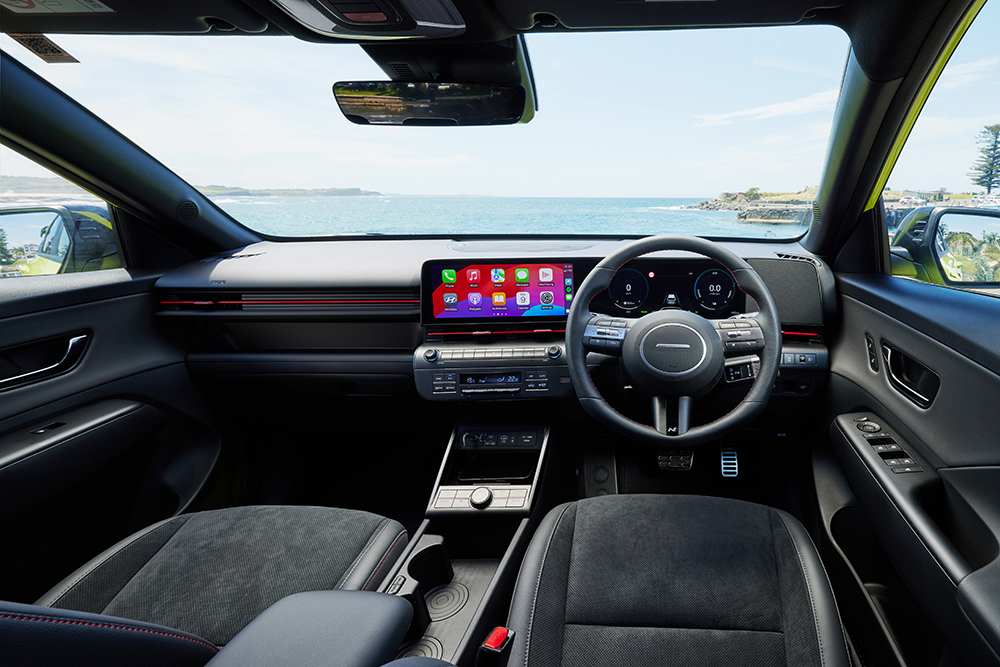 Kona Premium N Line hybrid dashboard.