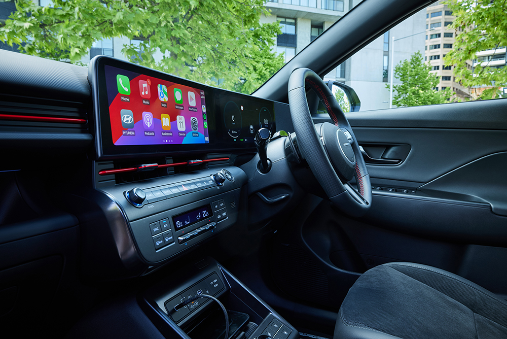 Kona Premium N Line hybrid dashboard.