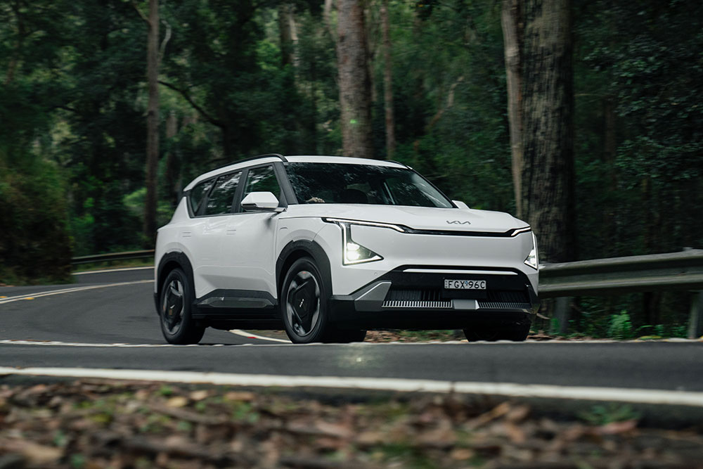 Kia EV5 on the road.