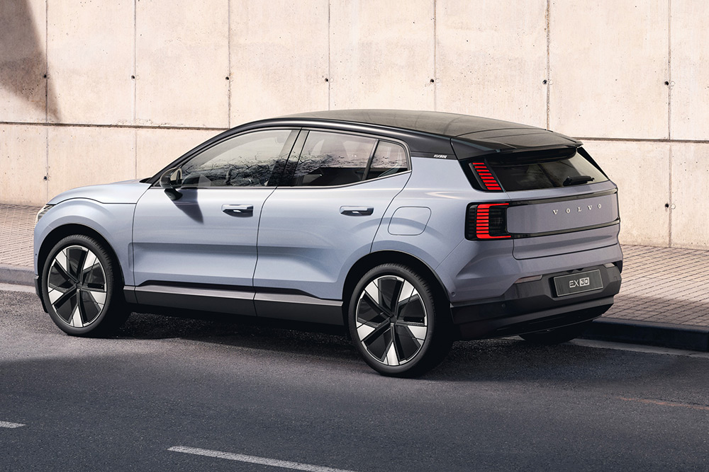 Volvo EX30 Dual-Motor Performance Ultra Electric SUV rear view.