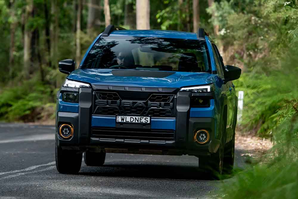 Front view of Subaru Outback.