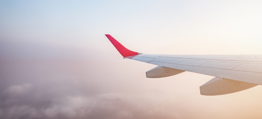 Qantas plane wing in sky