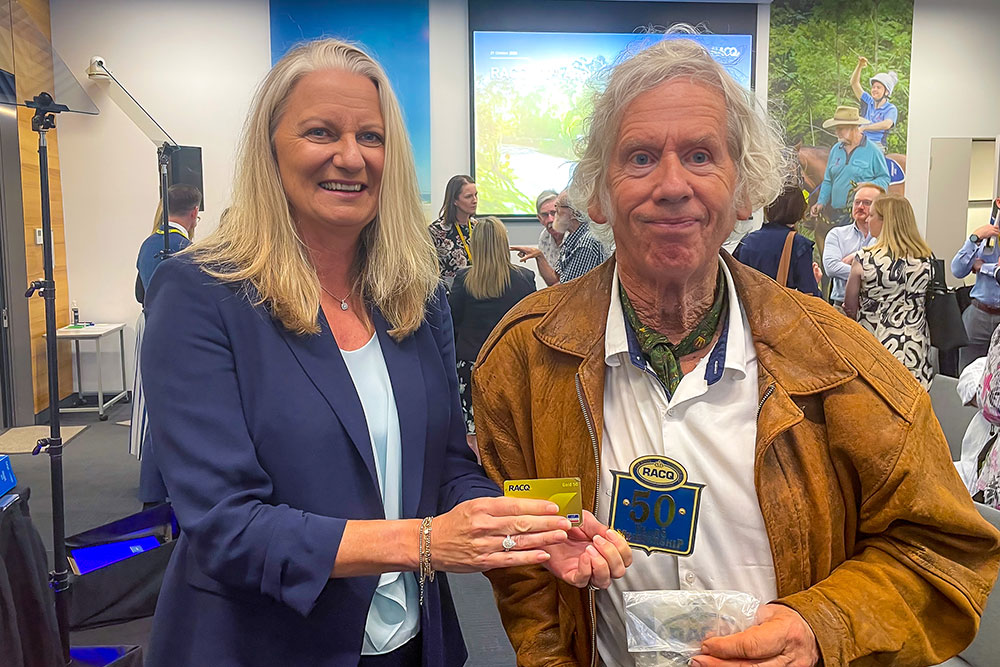 President Leona Murphy with 50-year member John Godfrey at the AGM.