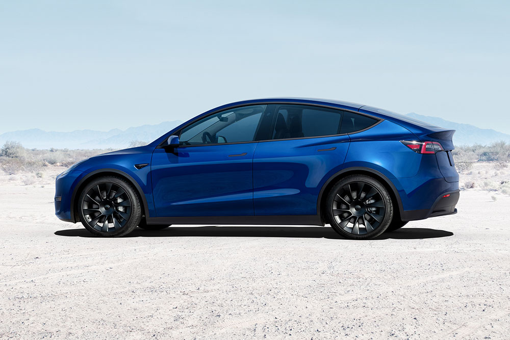 Tesla Model Y side view.