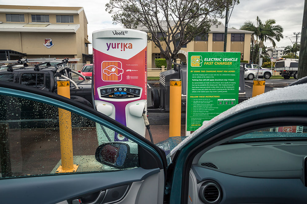 Queensland Electric Super Highway fast charger in regional Queensland.