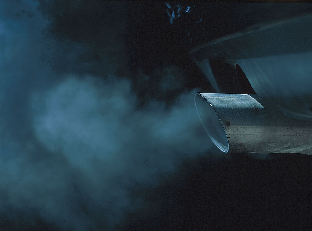 Smoking exhaust pipe.