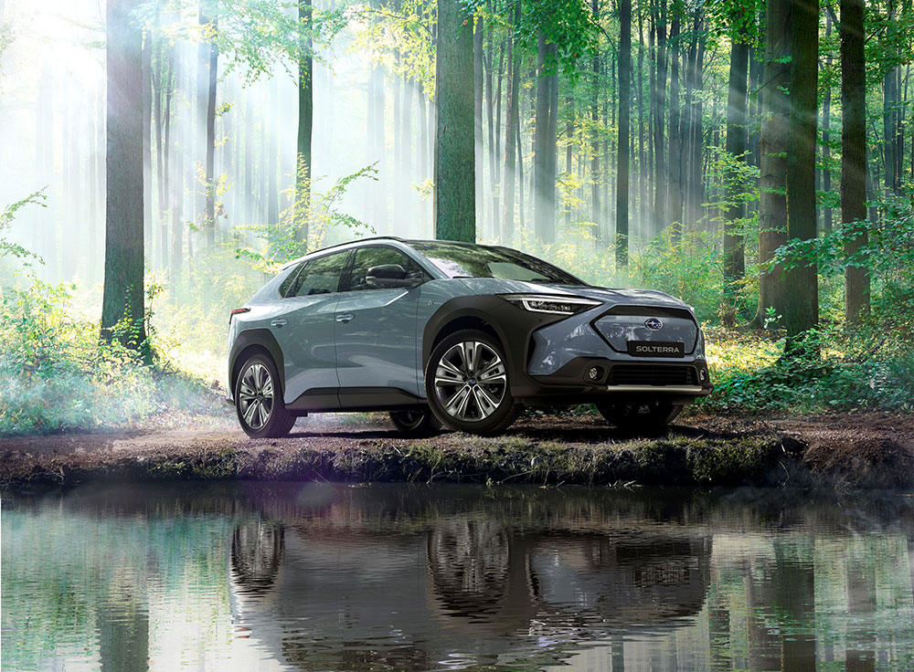 Subaru Solterra side view.