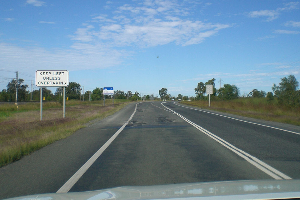 Stretch of the Bruce Highway with bad potholes.