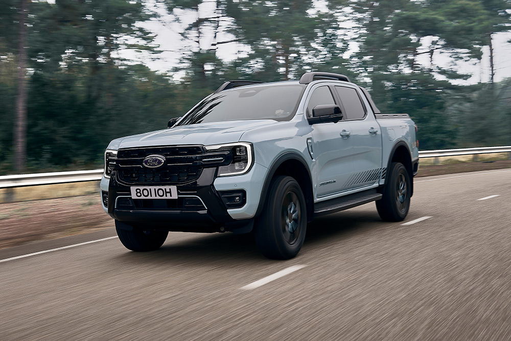 Ford PHEV ute on the road.