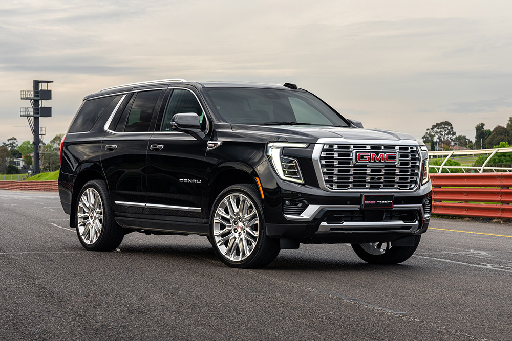GMC Yukon Denali SUV front view.