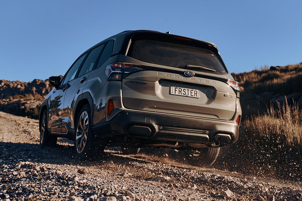 Rear view of Forester AWD Hybrid Touring.