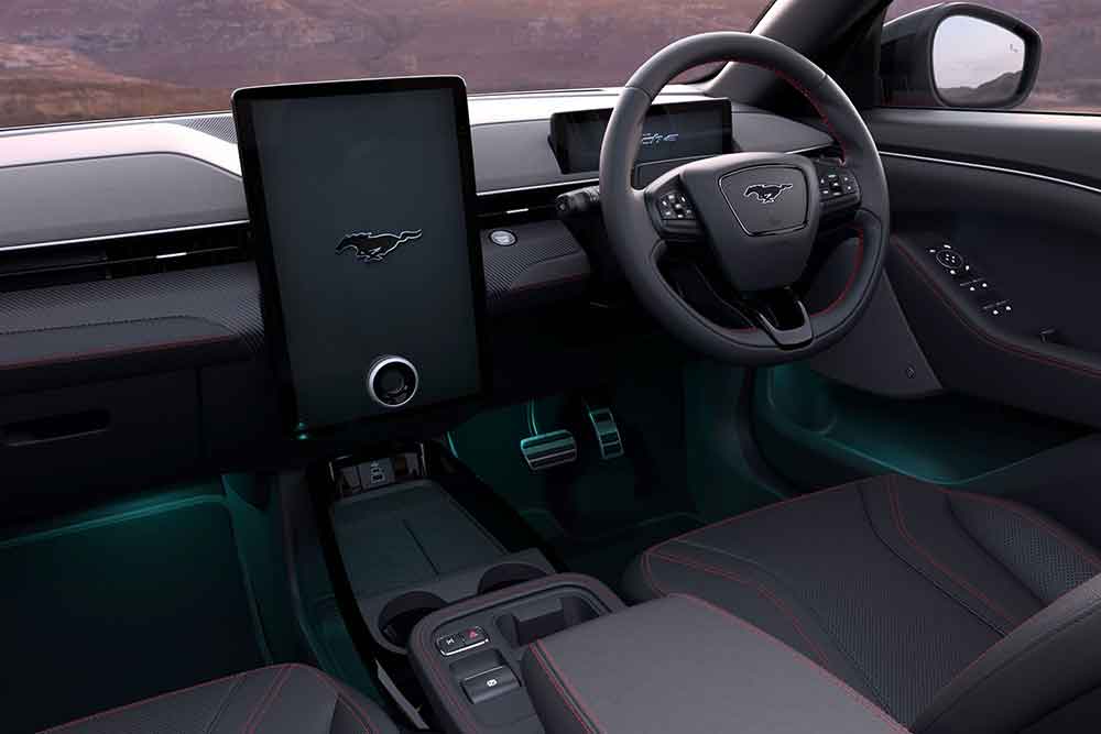 Interior of 2025 Ford Mustang Mach-E Premium.