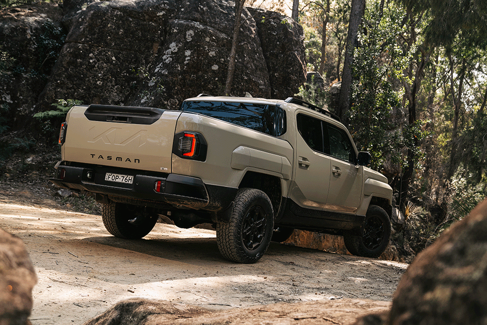 Rear view of Kia Tasman ute.