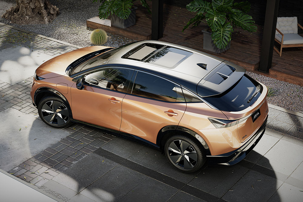 Overhead view of the Nissan Ariya.