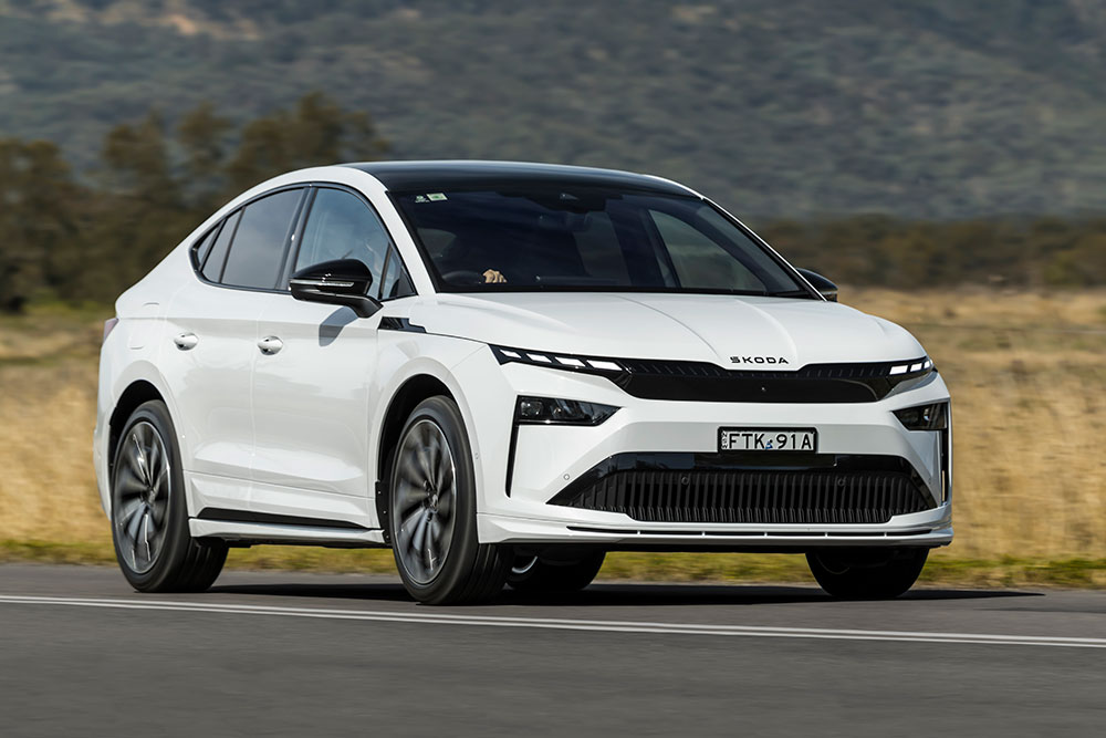 Skoda Enyaq Coupe front view.