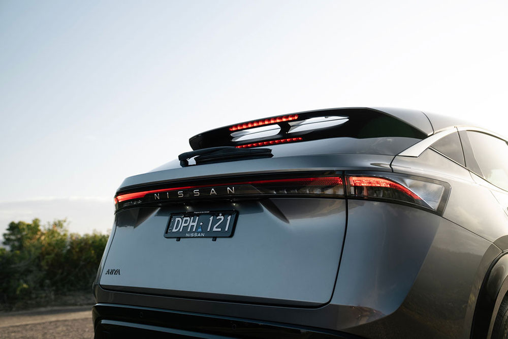 Nissan Ariya close-up of closed boot.