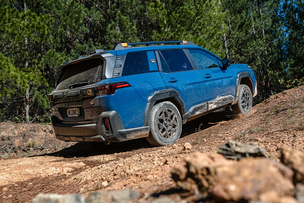 Subaru Outback Wilderness MY26 rear side view.