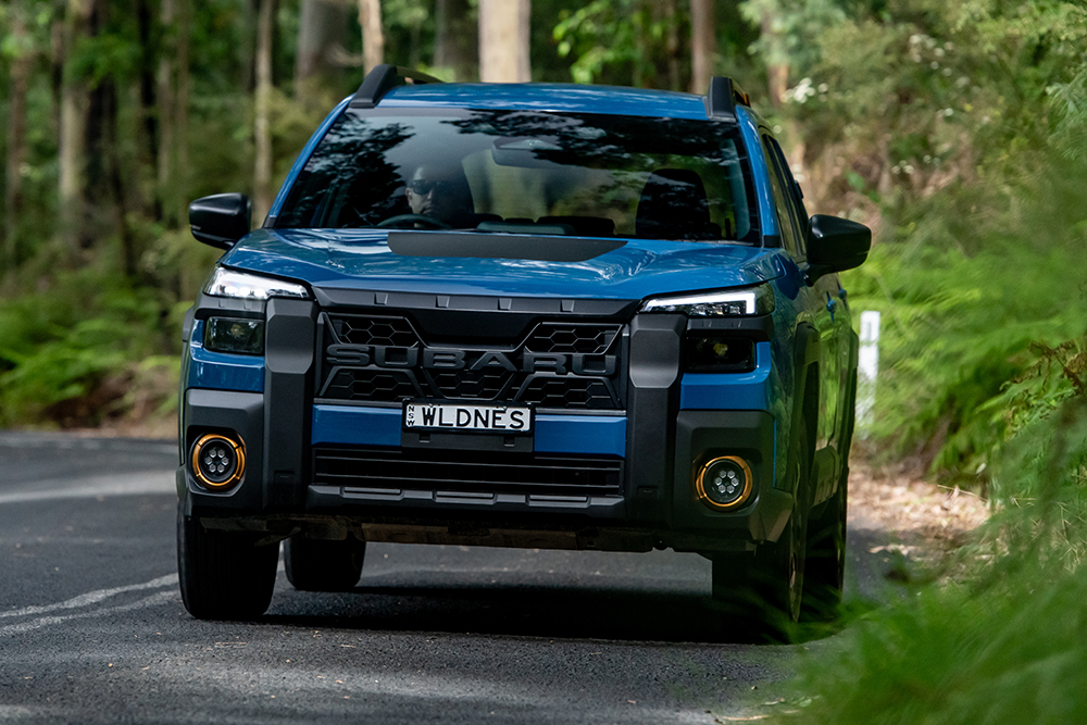 Subaru Outback Wilderness MY26 on highway.
