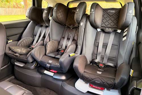 Baby seats on back seat of Mazda CX-5