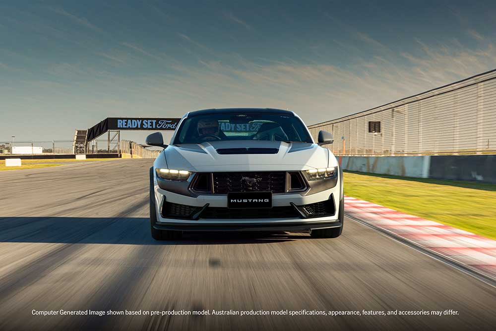 Ford Mustang Dark Horse front view computer generated image
