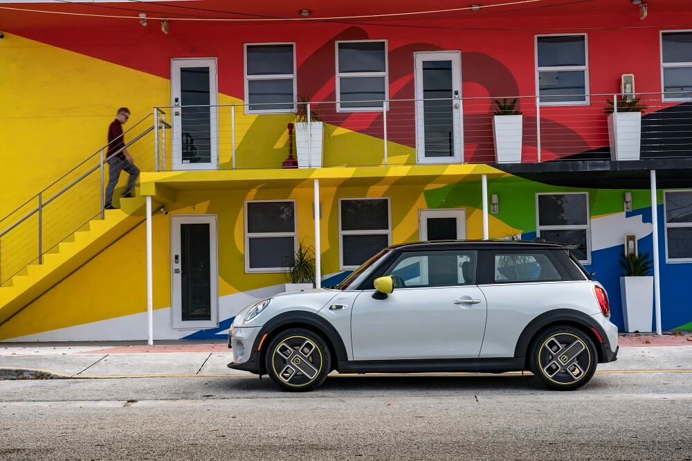 mini white car with background