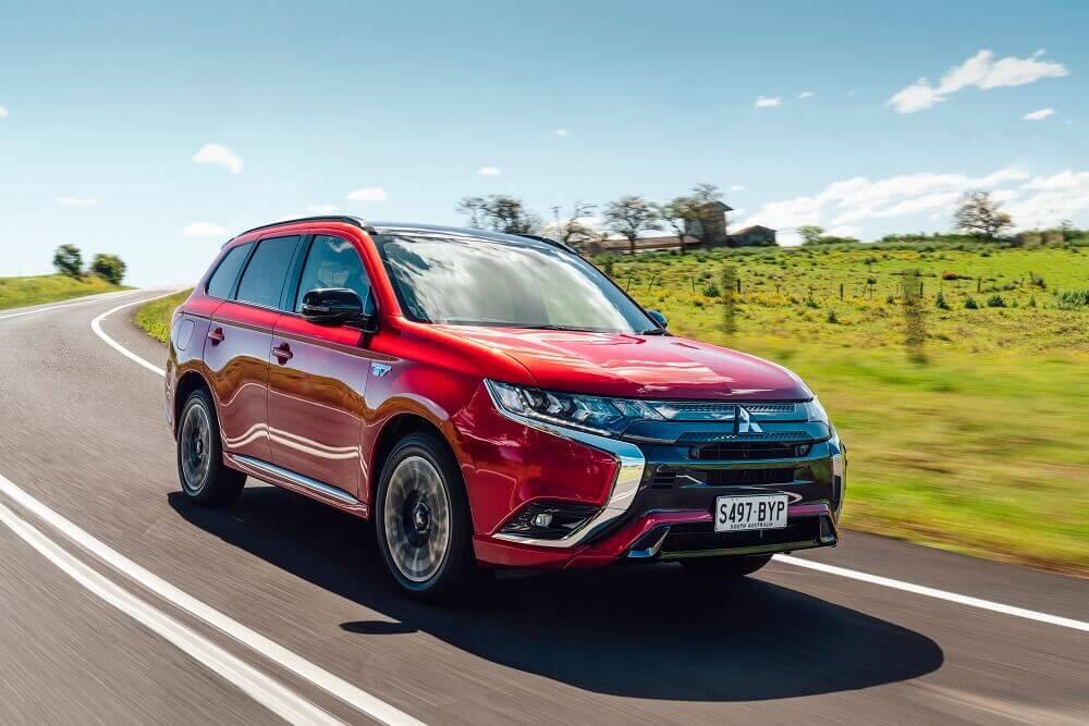Mitsubishi Outlander PHEV on road.