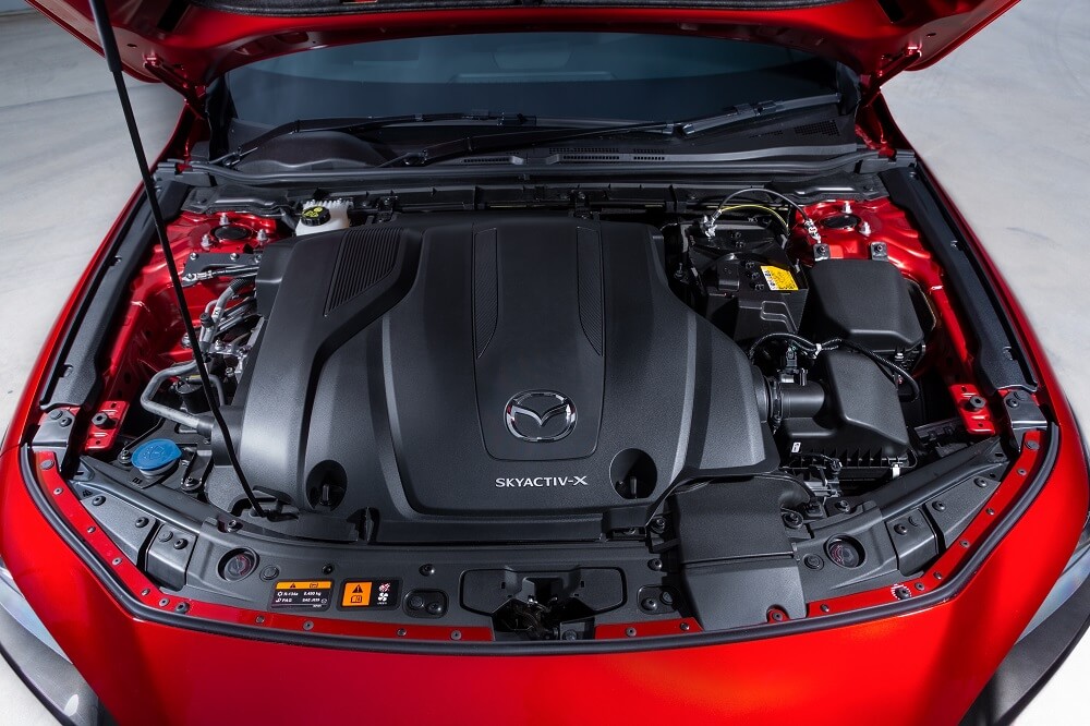 Skyactiv-X M Hybrid engine under car bonnet.