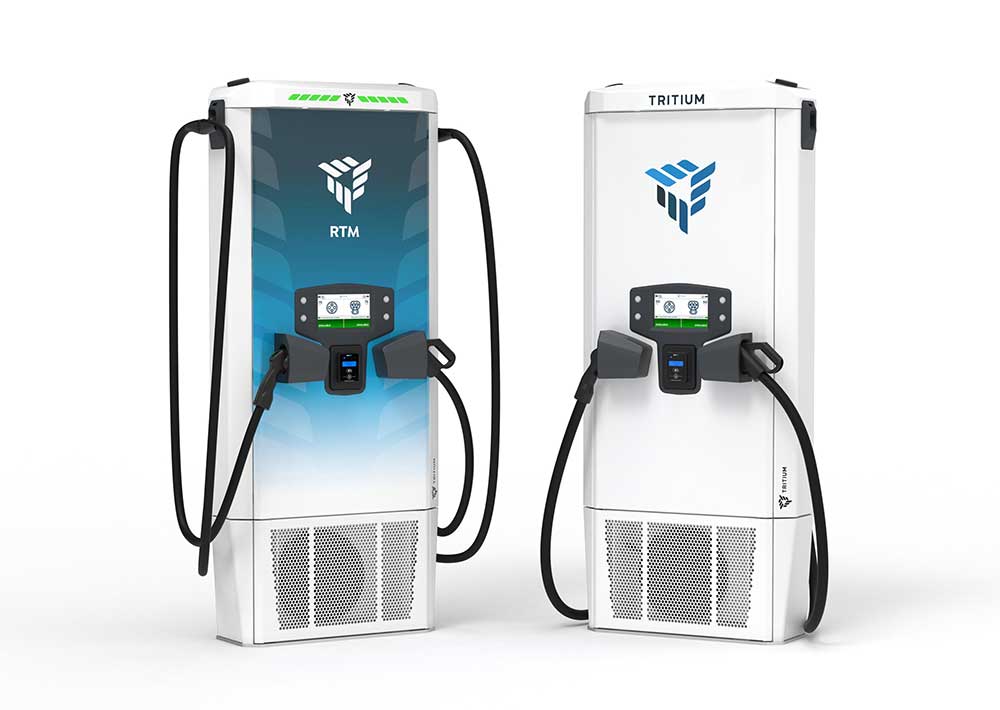Two of Brisbane firm Tritium's fast chargers.
