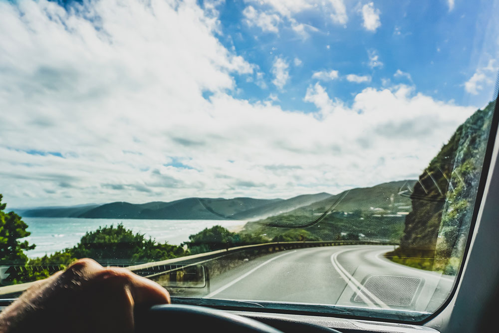 Driving on Victoria's Great Ocean Road.