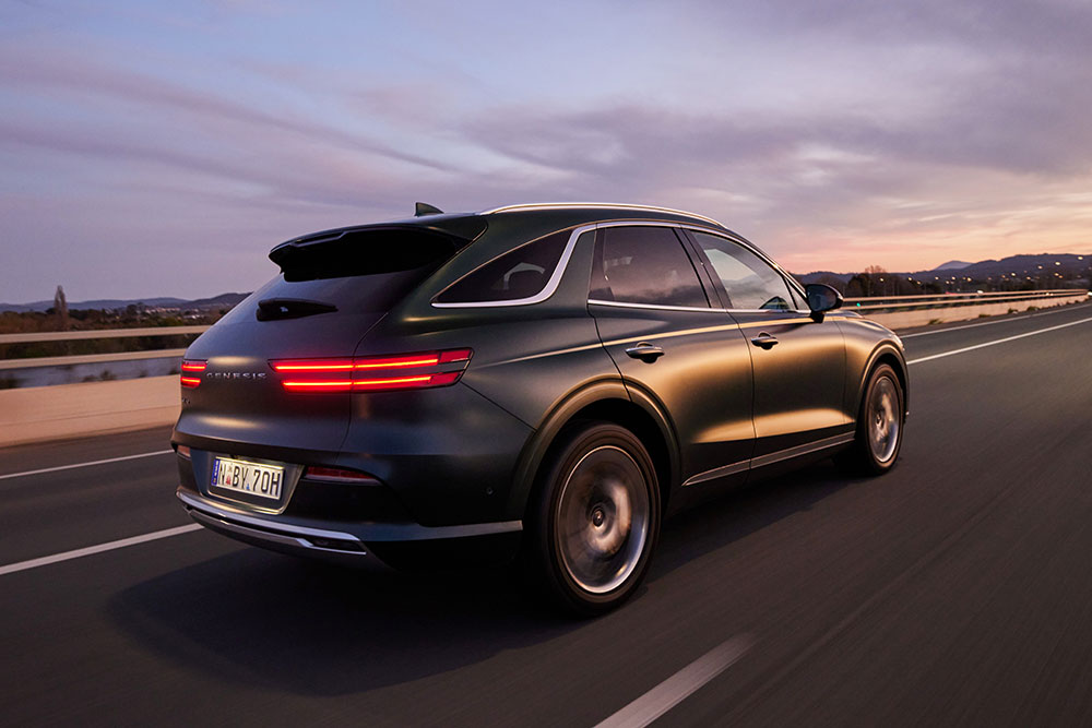 Genesis Electrified GV70 SUV rear view.