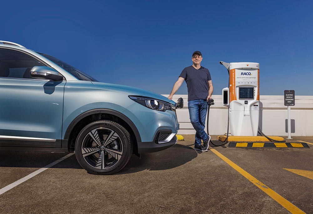 EV charging at DC charger.