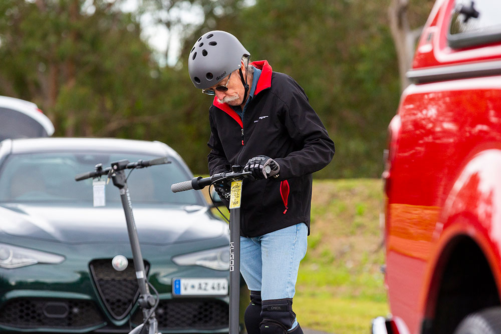 Testing e-scooters at RACQ Mobility Centre.