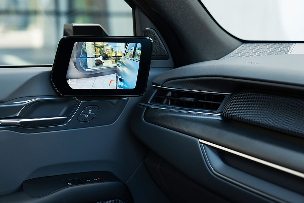 Kia EV9 GT-Line side mirror view.