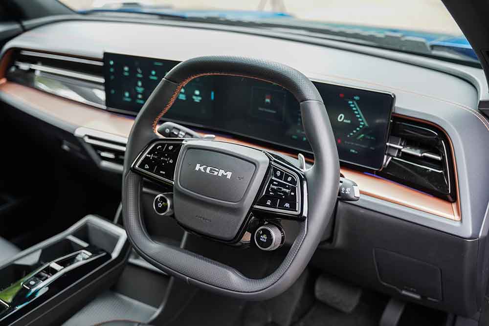 Interior of KGM Musso ute.