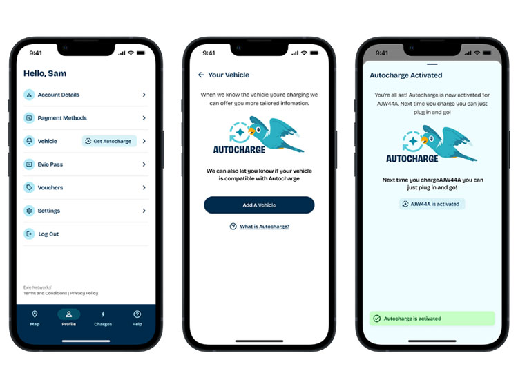 Evie app Autocharge.