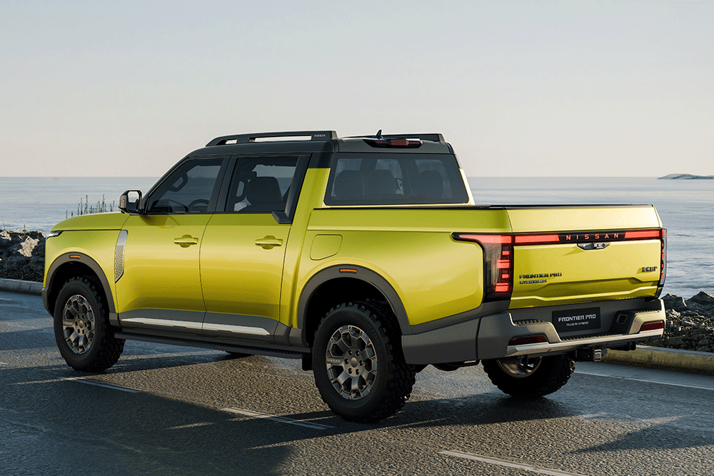 Nissan Frontier Pro PHEV ute rear view.