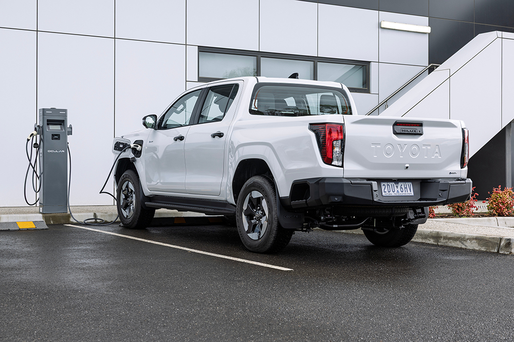 Toyota  HiLux EV recharging.