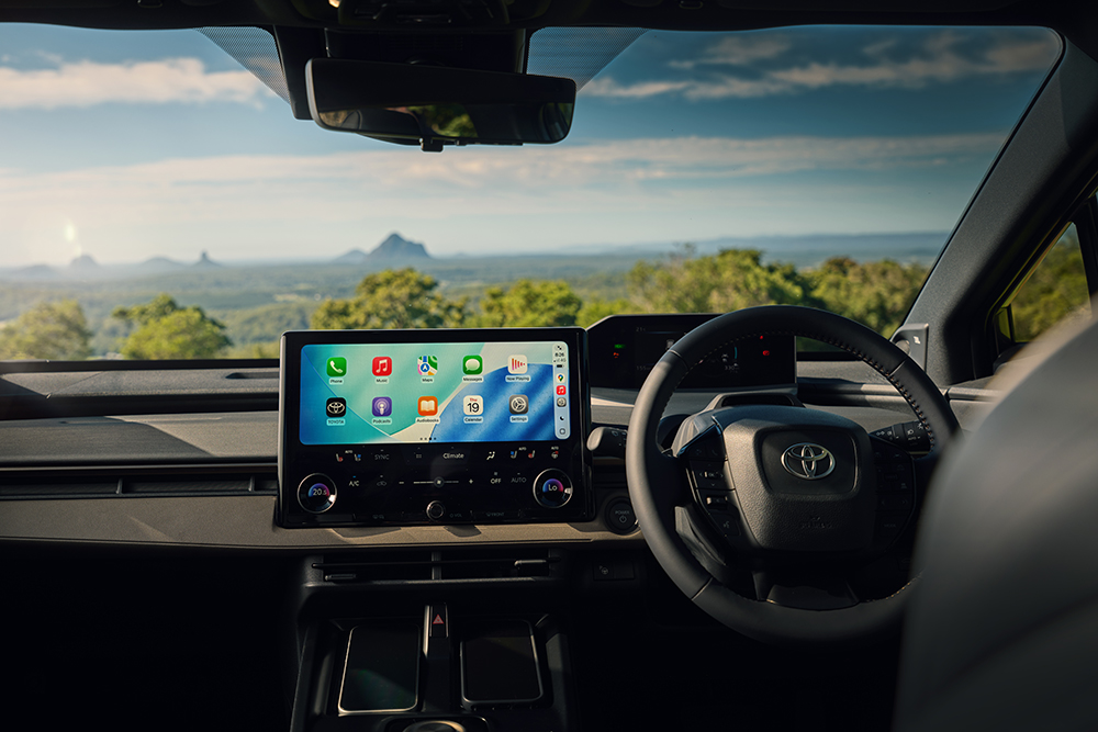 Toyota bZ4X dashboard view.