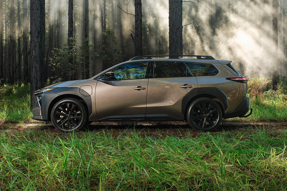 Toyota bZ4X  side view.