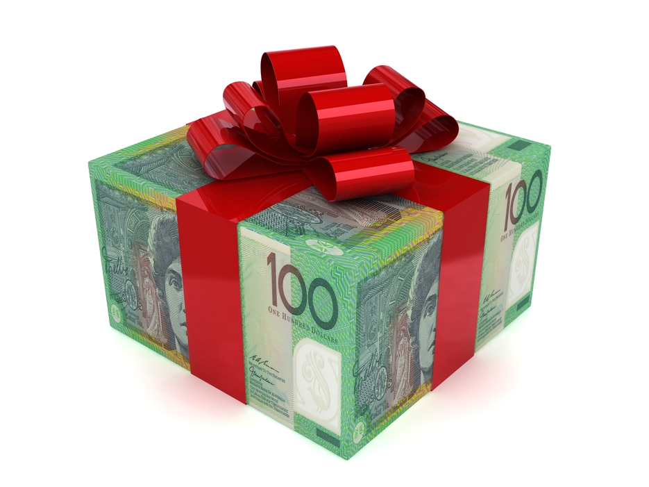 Present wrapped in money 