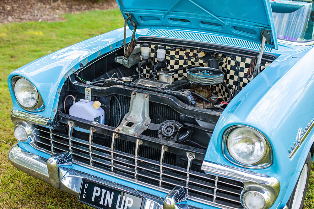 The engine in Renee Johnston's EK Holden.