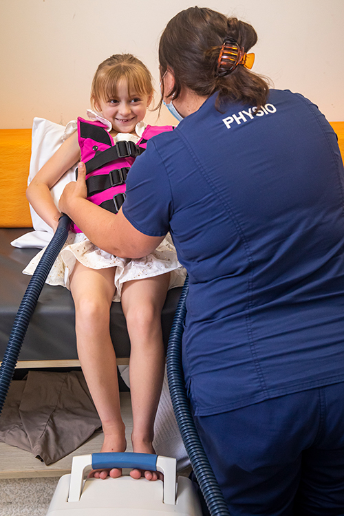 Evie Smith receiving treatment at the Children's Hospital.