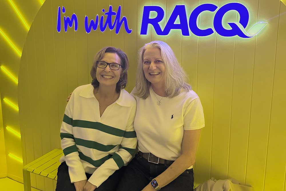 RACQ Chief Executive Community MJ Bellotti and President Leona Murphy in the RACQ Members Lounge at the Brisbane Entertainment Centre.