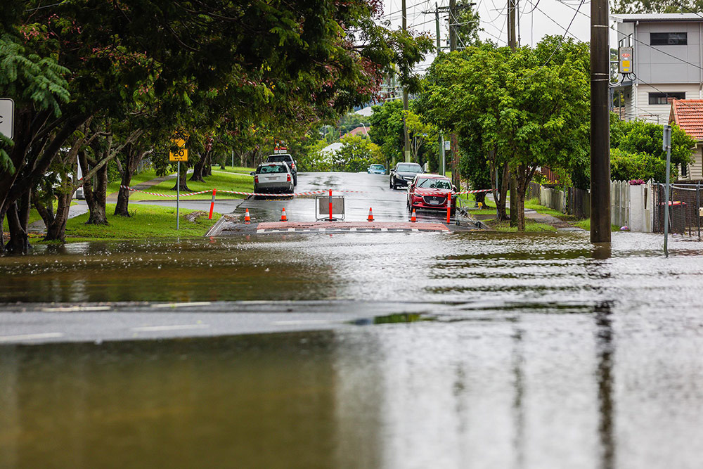 Brisbane flooded road