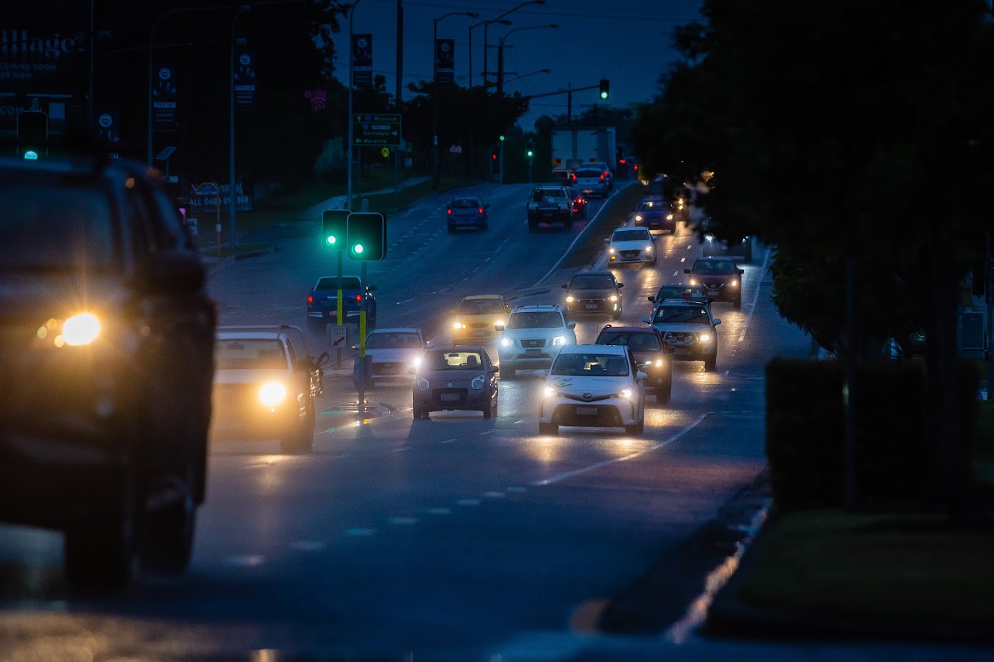 Cars driving on roads